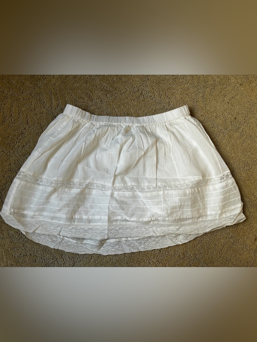 Urban Outfitters White Cotton Lace Tiered Mini Skirt
